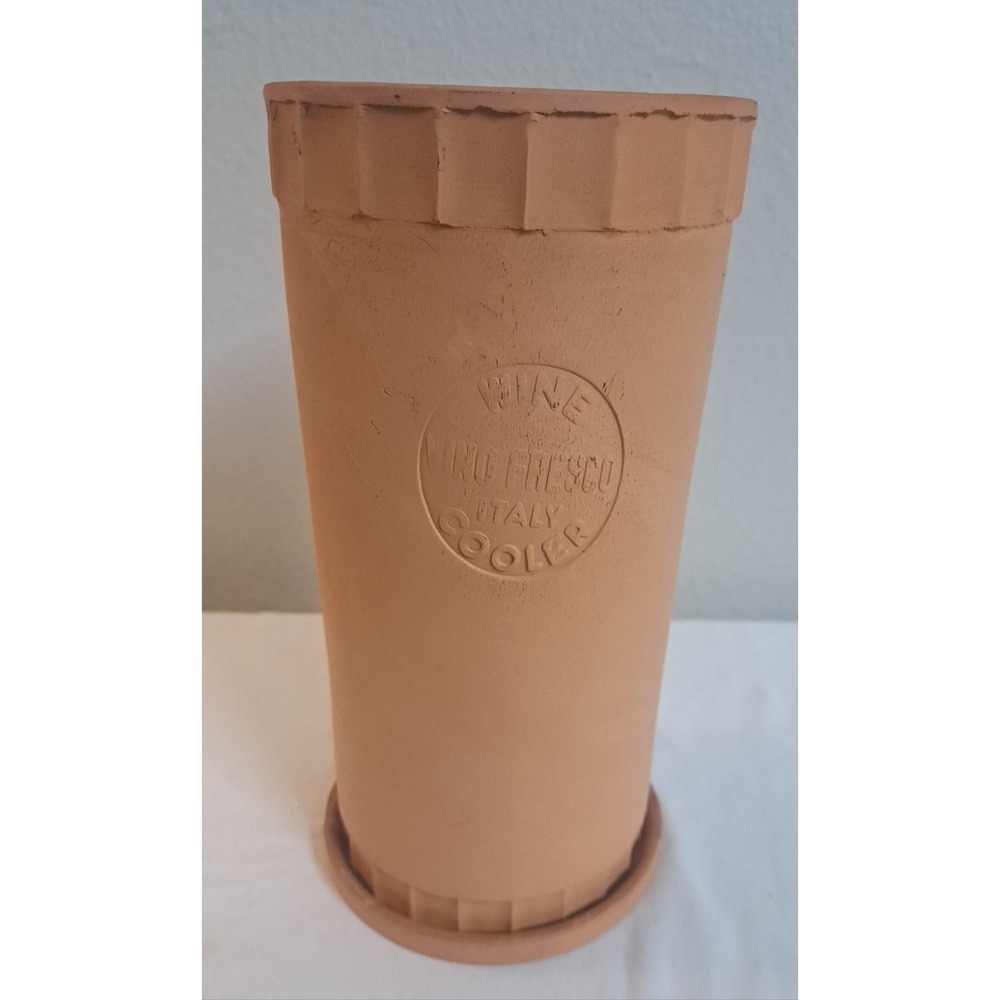 Vintage Vino Fresco Italy Terracotta Wine Cooler & Coaster Wine Chiller Clay